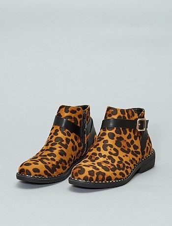 Botas leopardo com saltos - Kiabi