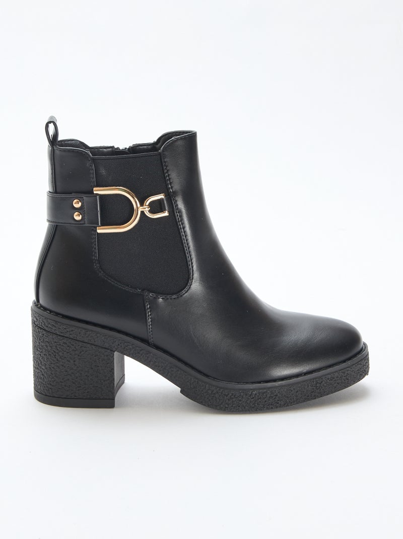 Botas modelo Chelsea com tiras de fivela douradas Preto - Kiabi