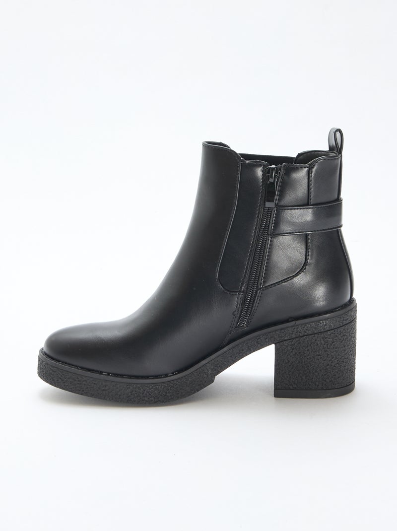 Botas modelo Chelsea com tiras de fivela douradas Preto - Kiabi