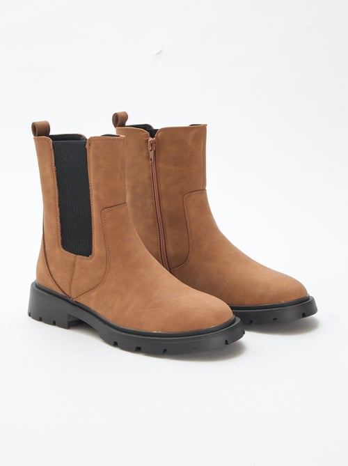 Botas modelo Chelsea em pele sintética com foles elásticos - Kiabi