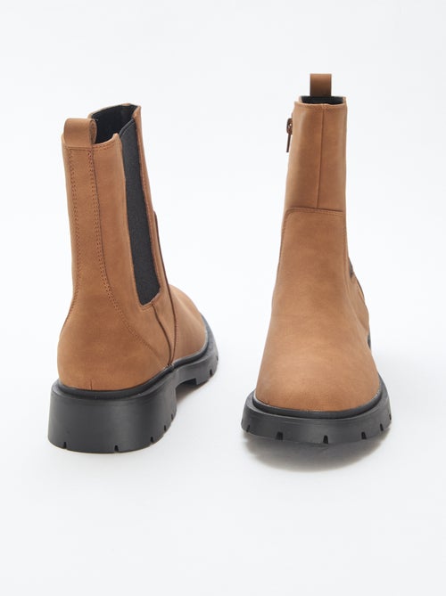 Botas modelo Chelsea em pele sintética com foles elásticos - Kiabi