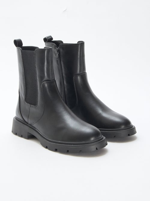 Botas modelo Chelsea em pele sintética com foles elásticos - Kiabi