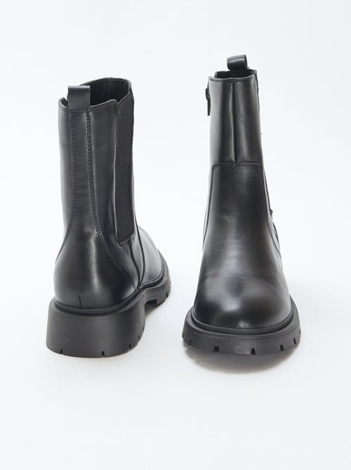 Botas modelo Chelsea em pele sintética com foles elásticos - Kiabi