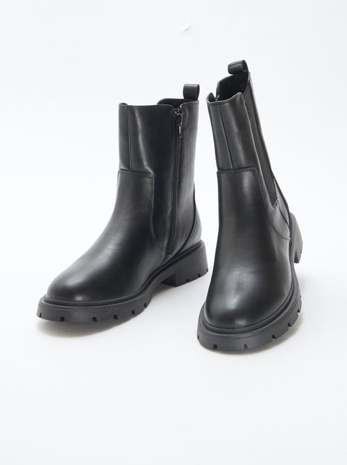 Botas modelo Chelsea em pele sintética com foles elásticos - Kiabi