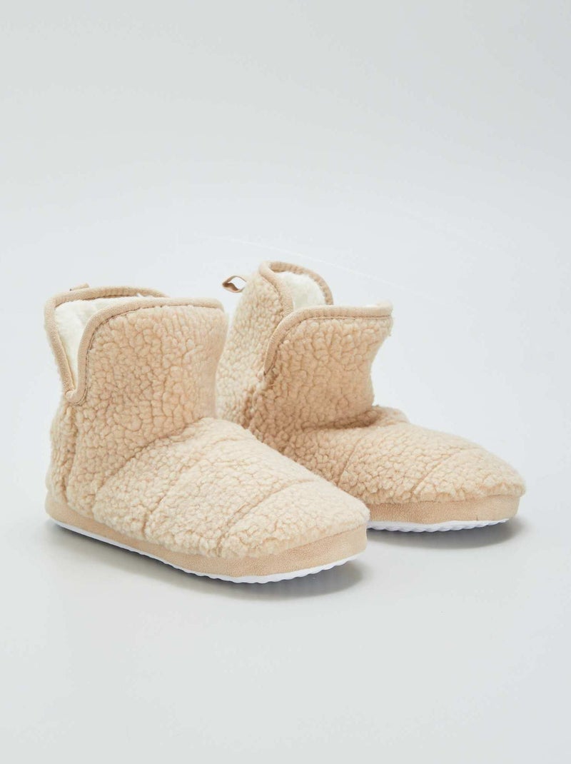 Botas pantufas efeito lã de carneiro BEGE - Kiabi