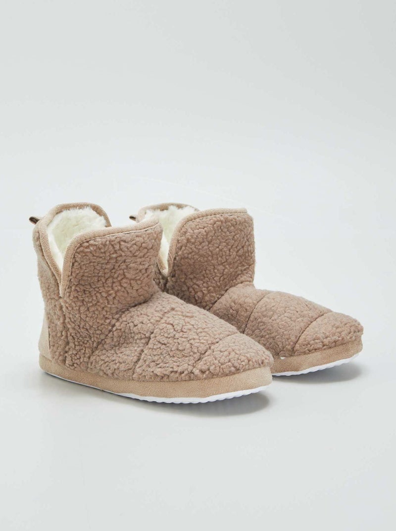 Botas pantufas efeito lã de carneiro MARROM - Kiabi