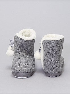 Botas pantufas em malha tricô forradas - Kiabi