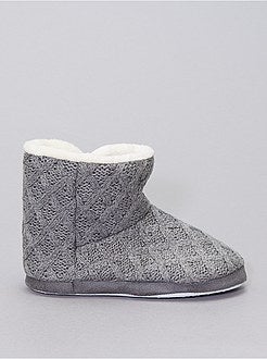Botas pantufas em malha tricô forradas - Kiabi
