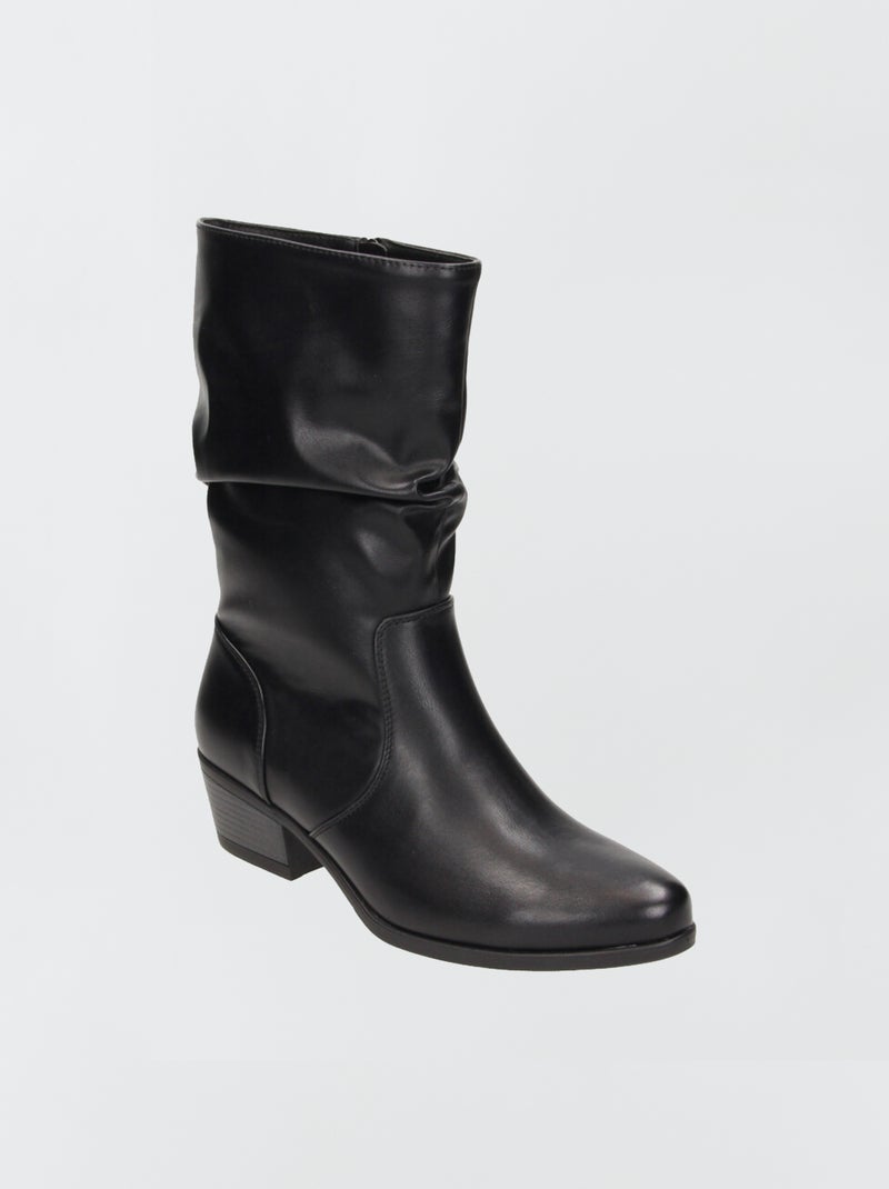 Botas plissadas em pele sintética PRETO - Kiabi