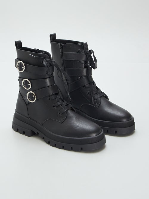 Botas rock com atacadores e fivelas - Kiabi