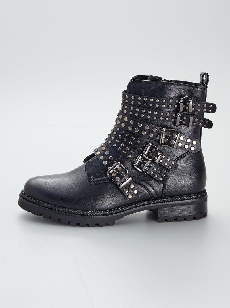 Botas subidas com tachas Preto - Kiabi