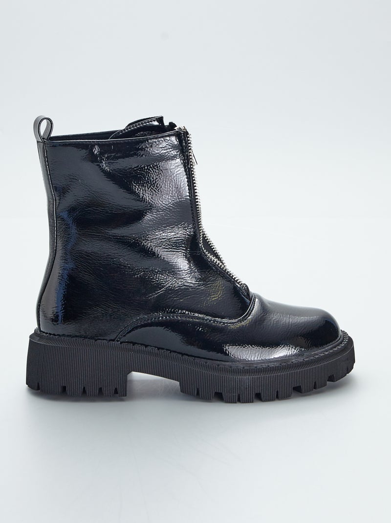Botas subidas de verniz com fecho de fantasia Preto - Kiabi