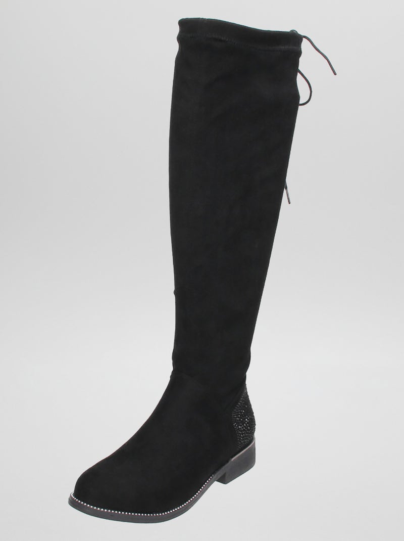 Botas subidas em camurça sintética PRETO - Kiabi