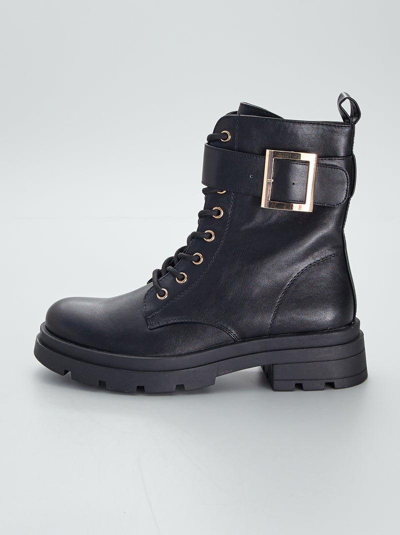 Botas subidas estilo rangers Preto - Kiabi