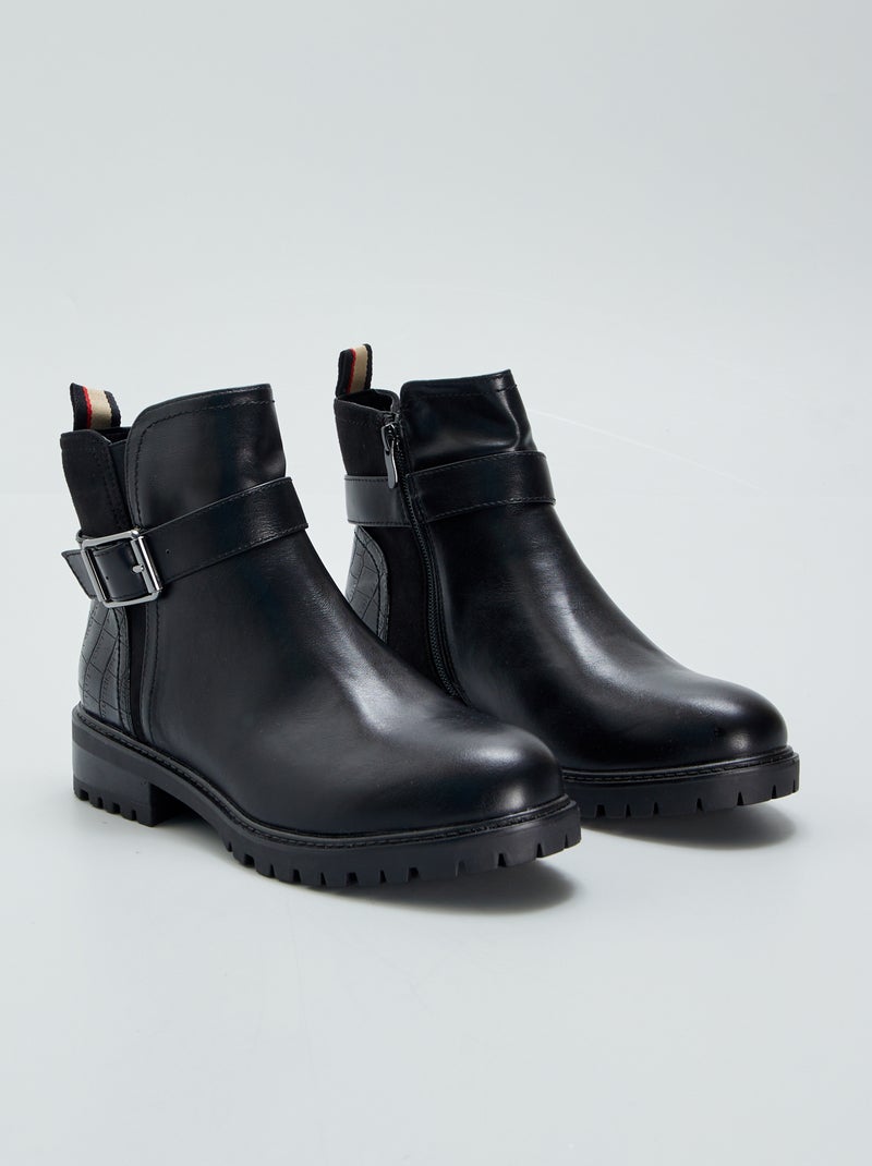 Botas tipo chelsea com fivela Preto - Kiabi