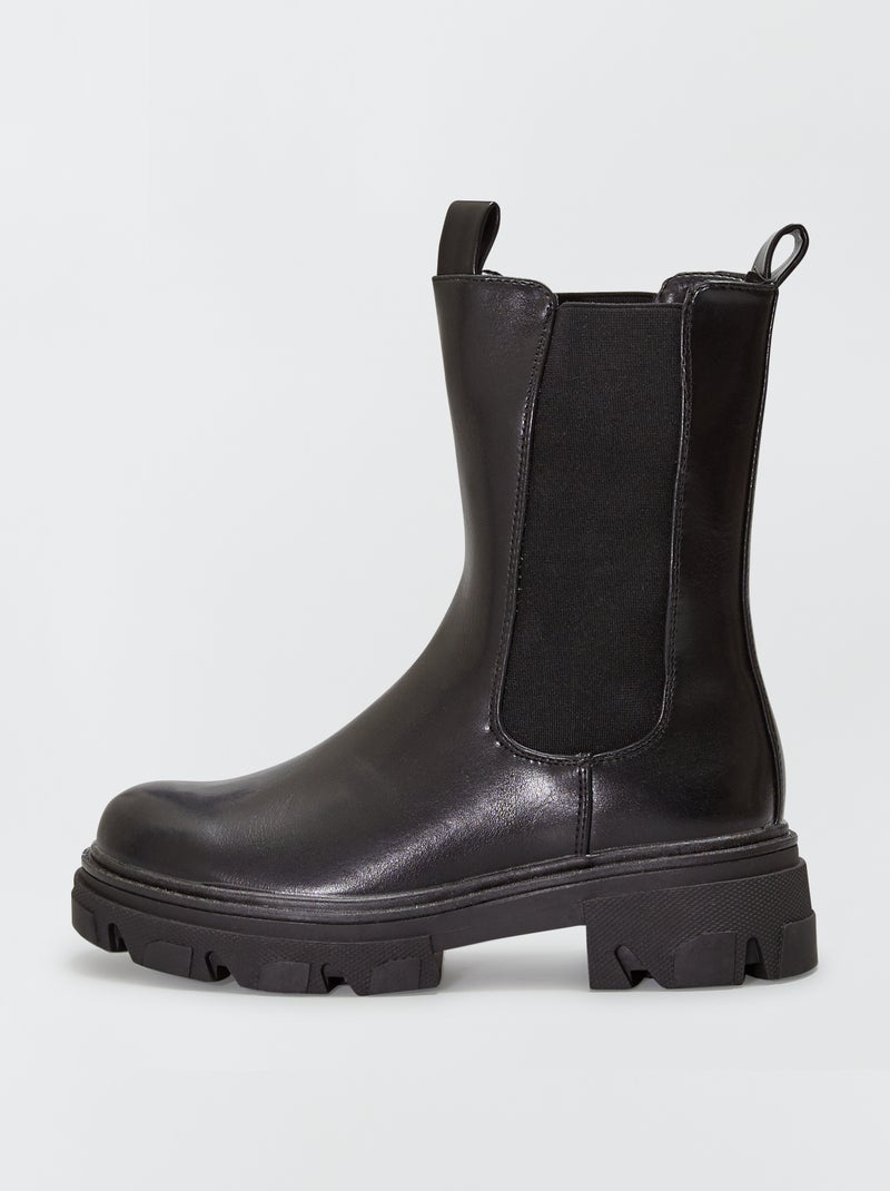Botas tipo chelsea subidas com sola dentada Preto - Kiabi