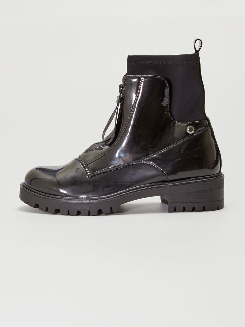 Botas tipo meias em verniz Preto Verniz - Kiabi