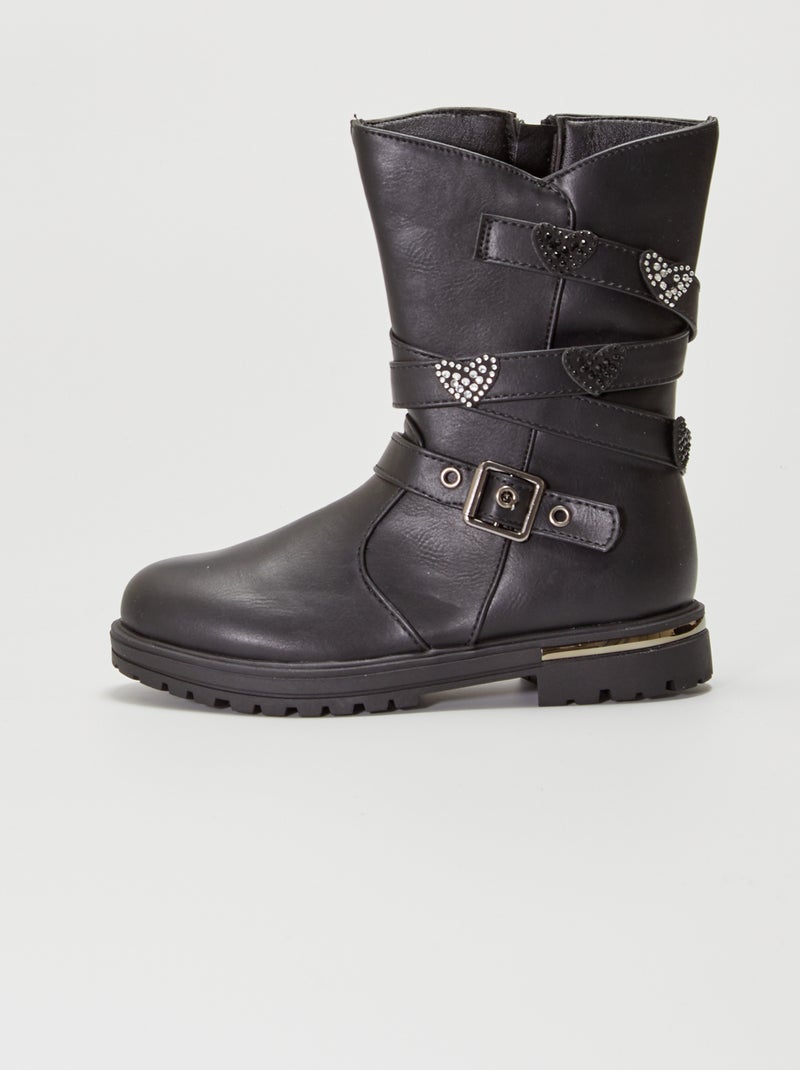 Botas tipo motard com ouropel Preto - Kiabi