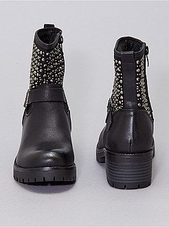 Botas tipo motard com ouropel - Kiabi
