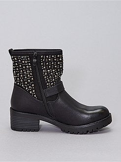Botas tipo motard com ouropel - Kiabi
