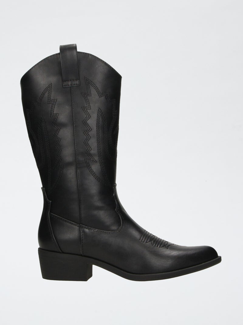 Botas tipo western em imitação de pele Preto - Kiabi
