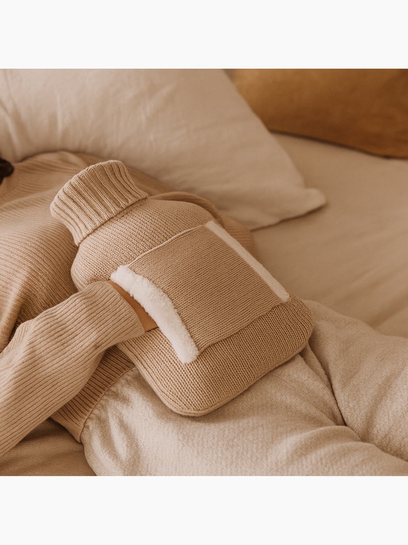Botija de água quente com bolso aquece-mãos Bege - Kiabi