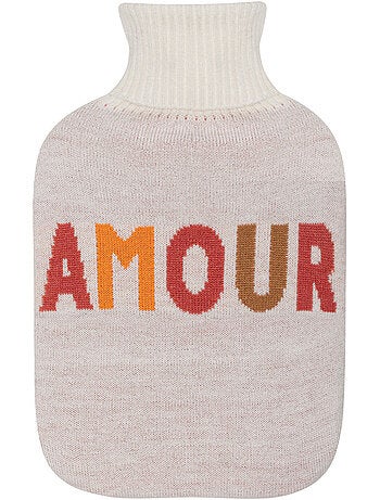 Botija de água quente com capa de malha Amor