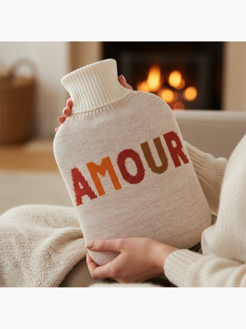 Botija de água quente com capa de malha Amor - Kiabi
