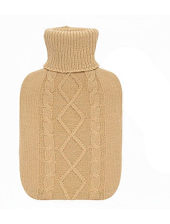 Botija de água quente com capa de malha entrançada