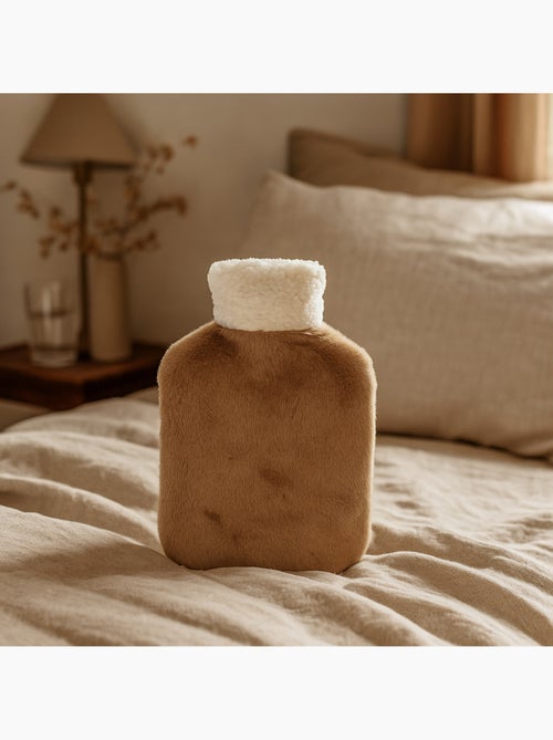Botija de água quente com capa macia efeito peluche - Kiabi