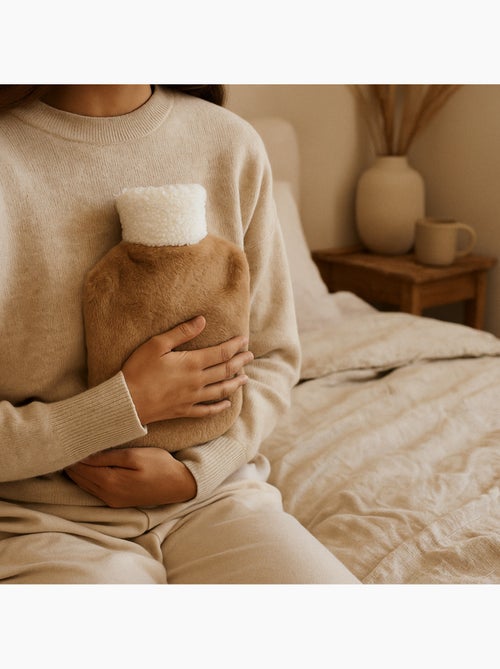 Botija de água quente com capa macia efeito peluche - Kiabi
