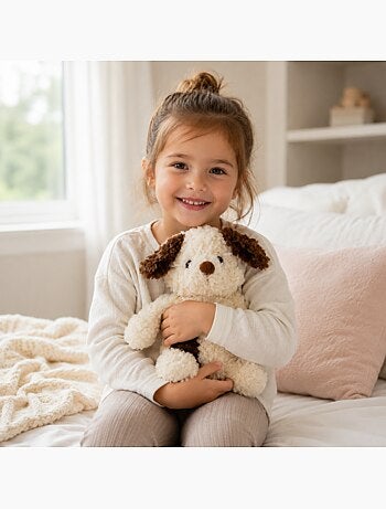 Botija térmica de peluche 2 em 1 em forma de cão