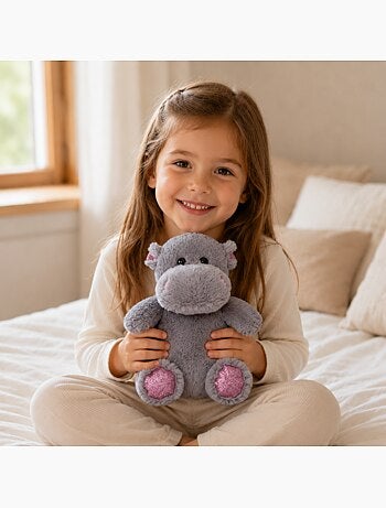 Botija térmica de peluche 2 em 1 em forma de hipopótamo