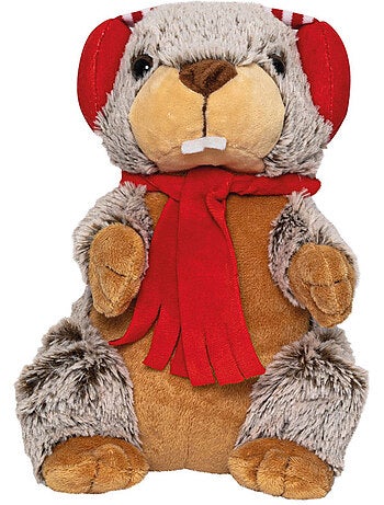 Botija térmica de peluche 2 em 1 em forma de marmota