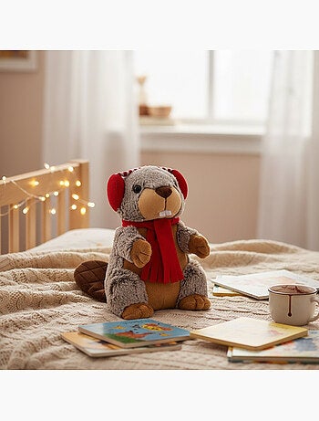 Botija térmica de peluche 2 em 1 em forma de marmota