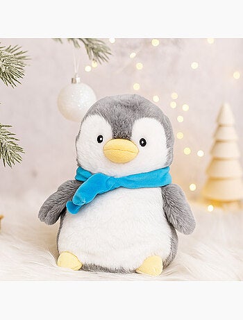 Botija térmica de peluche 2 em 1 em forma de pinguim