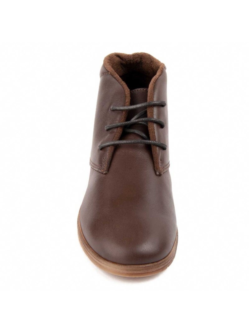 Botim com cunha couro natural purapiel Castanho - Kiabi