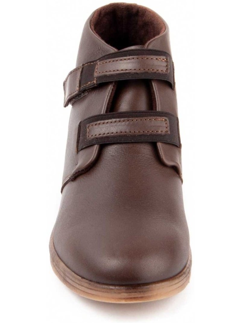 Botim com cunha couro natural purapiel Castanho - Kiabi