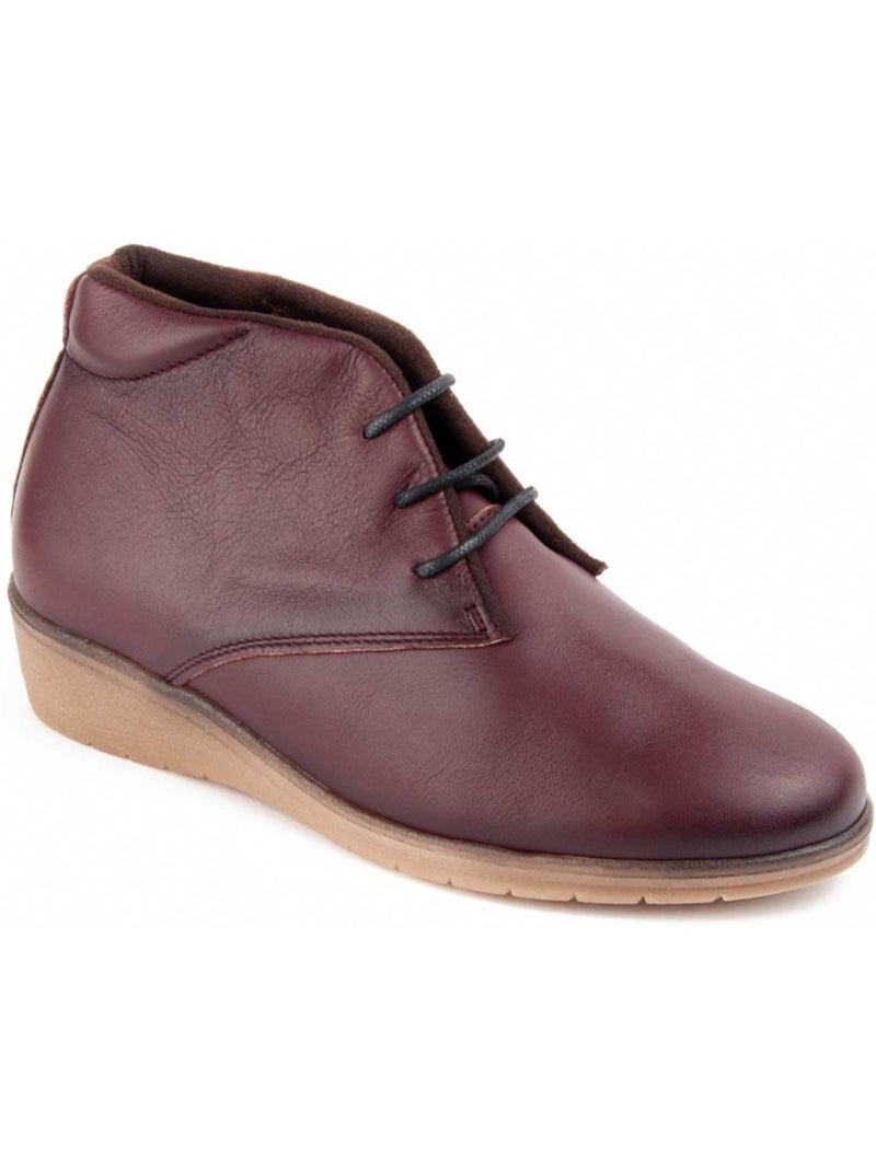 Botim com cunha couro natural purapiel Vermelho - Kiabi