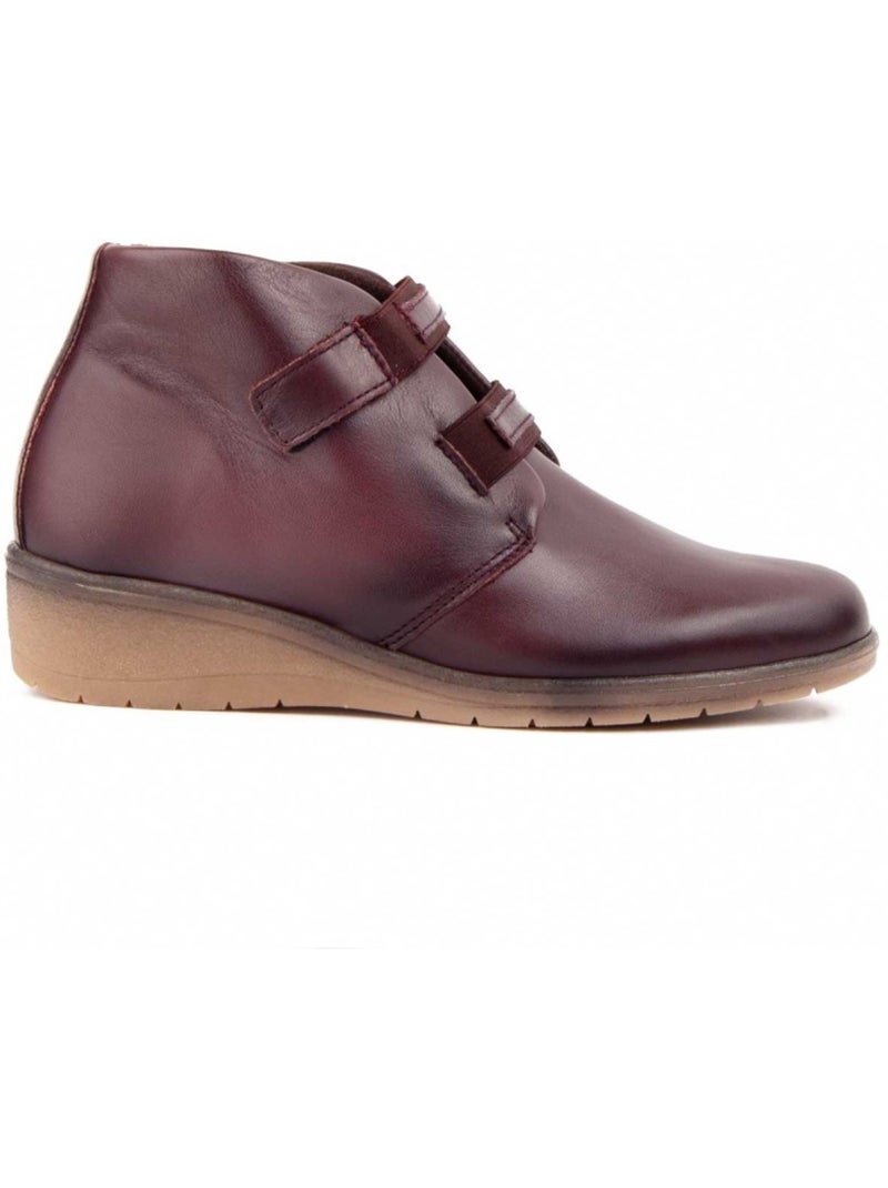 Botim com cunha couro natural purapiel Vermelho - Kiabi