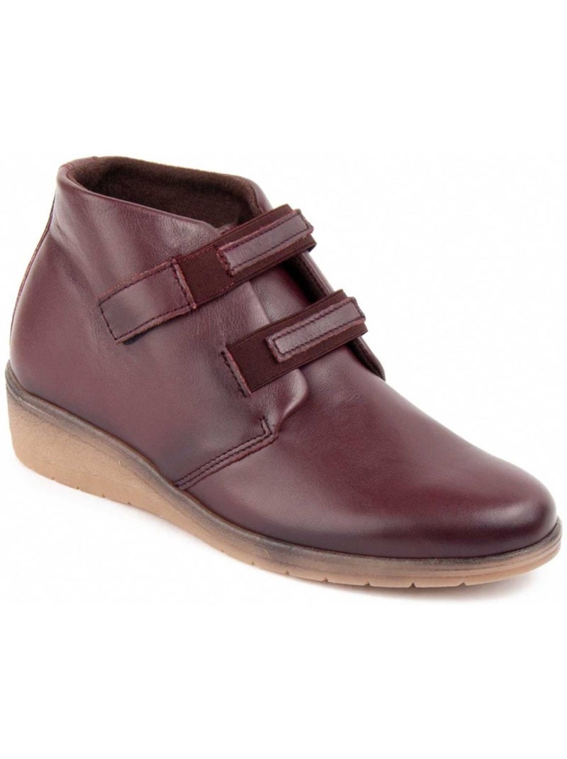 Botim com cunha couro natural purapiel Vermelho - Kiabi