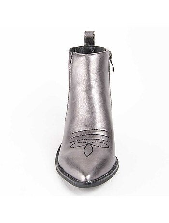 Botim Com Salto Material Sintético E Têxtil Montevita