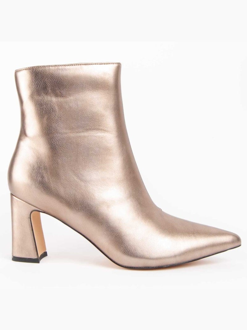 Botim Com Salto Material Sintético E Têxtil Montevita Dourado/Ouro - Kiabi
