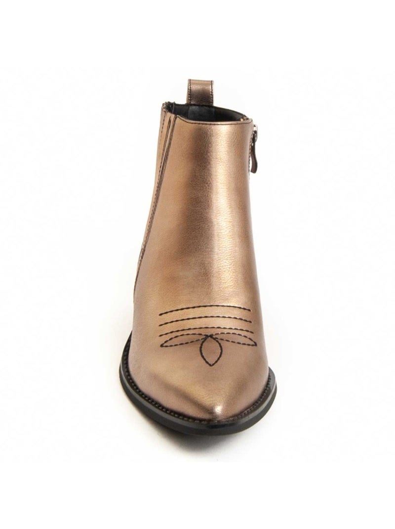 Botim Com Salto Material Sintético E Têxtil Montevita Dourado/Ouro - Kiabi