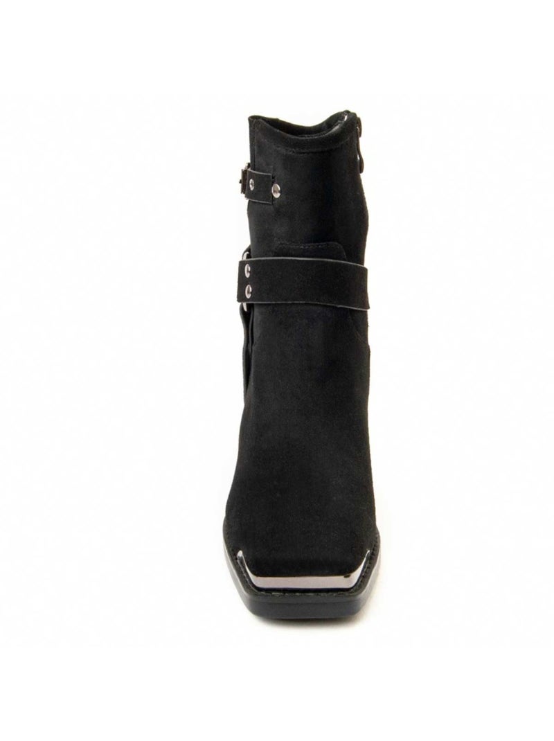 Botim Com Salto Material Sintético E Têxtil Montevita Preto - Kiabi
