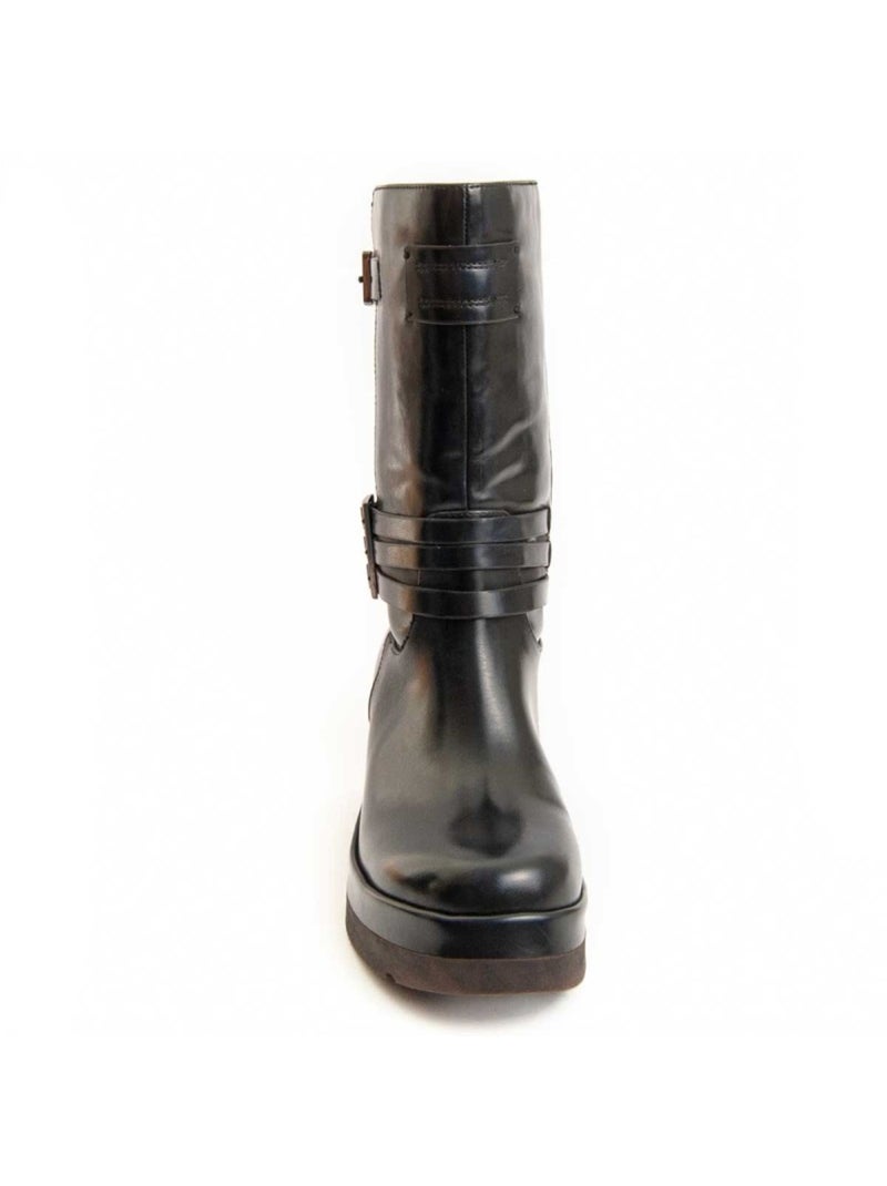 Botim Com Salto Material Sintético E Têxtil Montevita Preto - Kiabi