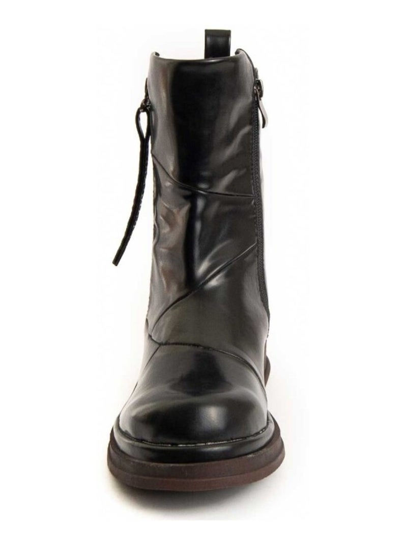 Botim Com Salto Material Sintético E Têxtil Montevita Preto - Kiabi
