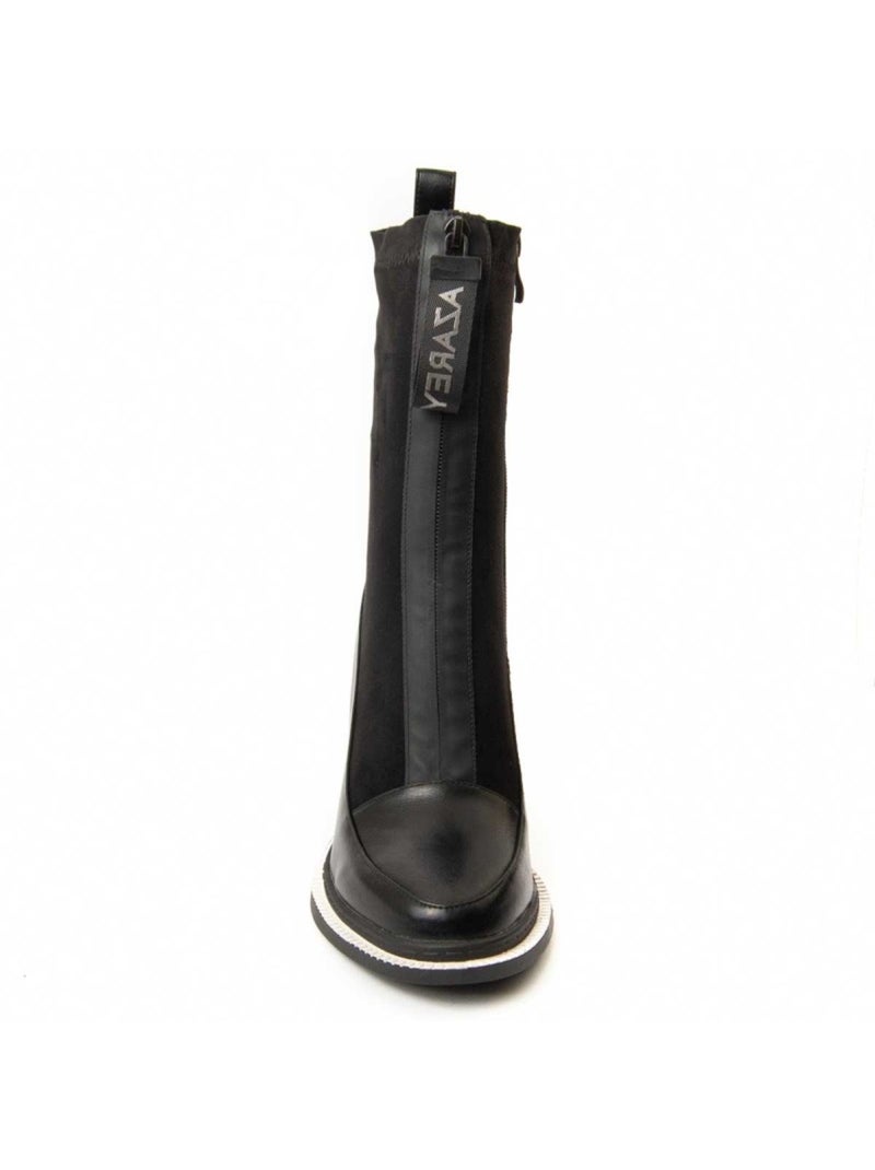 Botim Com Salto Material Sintético E Têxtil Montevita Preto - Kiabi