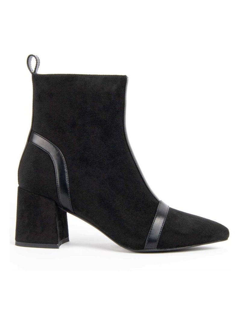 Botim Com Salto Material Sintético E Têxtil Montevita Preto - Kiabi
