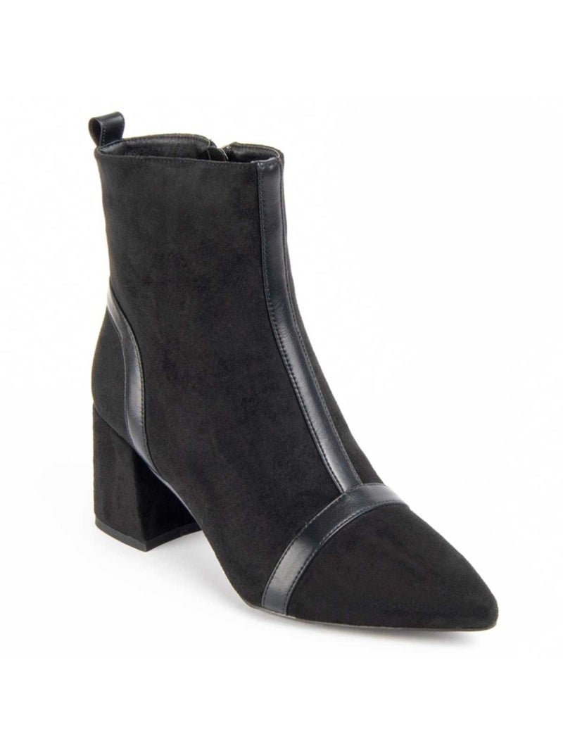 Botim Com Salto Material Sintético E Têxtil Montevita Preto - Kiabi